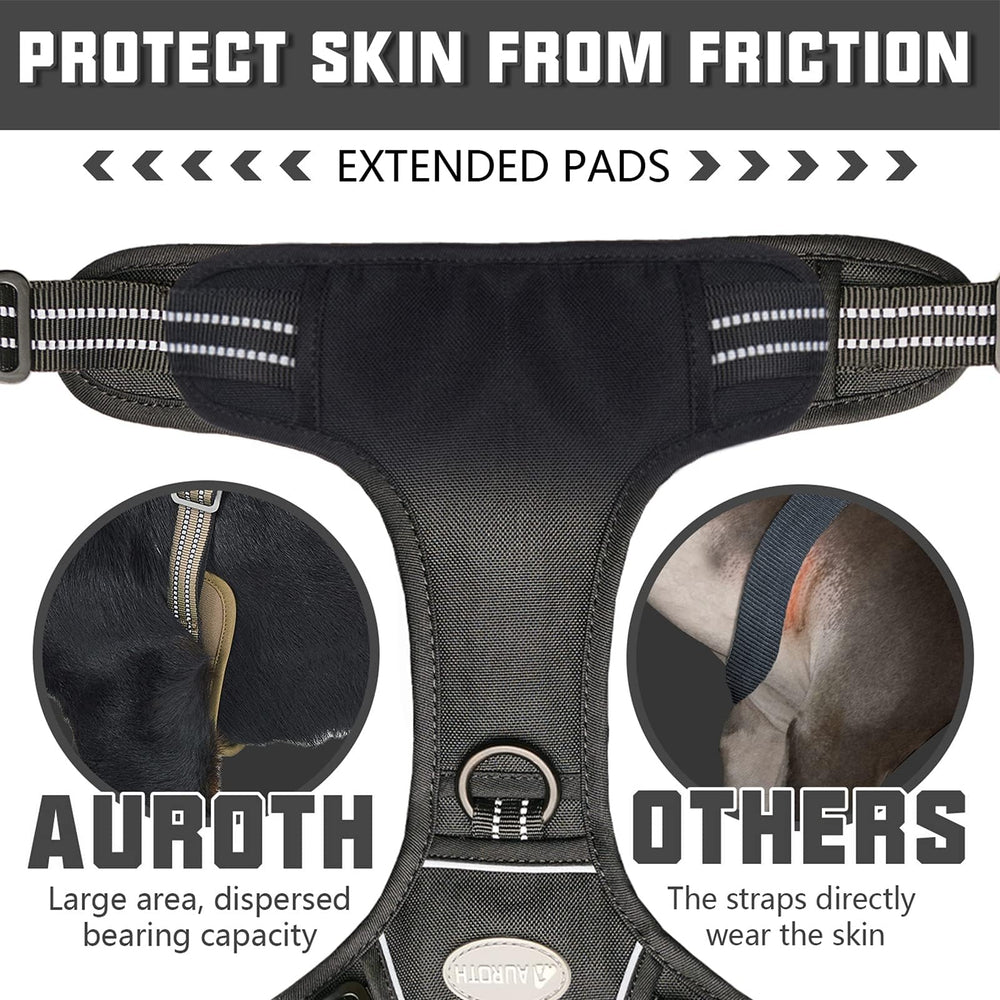 AUROTH Tactical Dog Harness side MOLLE panels and included ID badge.