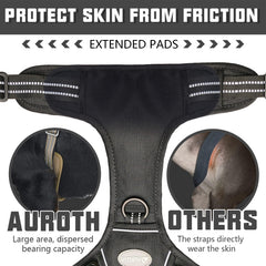 AUROTH Tactical Dog Harness side MOLLE panels and included ID badge.