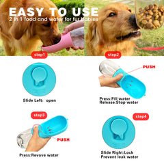 AVELORA dog water bottle highlighting its coconut-shell activated carbon filter.
