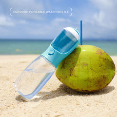 AVELORA dog water bottle showing the one-press water dispenser.
