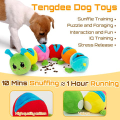 AWOOF Dog Snuffle Toy shown connected as a caterpillar.