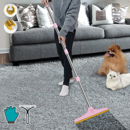 B-Land carpet rake shown from the front in pink.