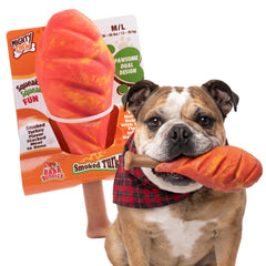 Baba Buddies 5-in-1 Turkey Leg Dog Chew Toy shown from the front.