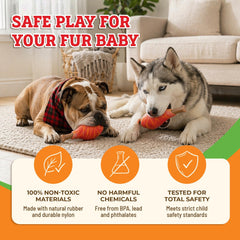 Baba Buddies 5-in-1 Turkey Leg Dog Chew Toy showing its natural rubber section.