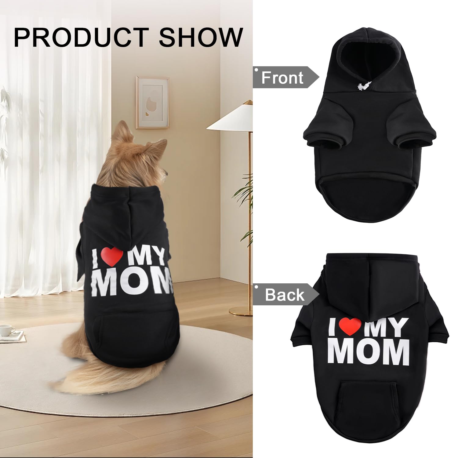 BAOBICUTE Dog Basic Hoodie showing its soft fleece lining.