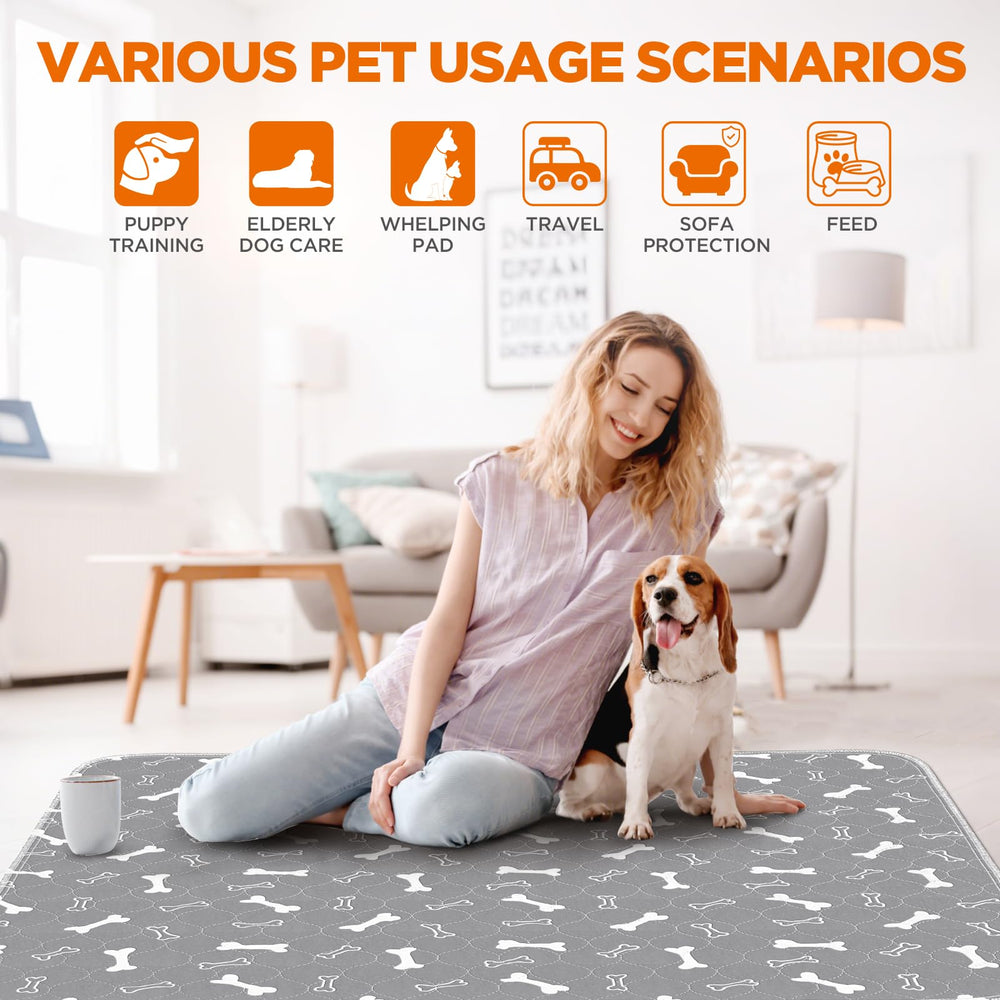 Baodan washable dog pee pad attached to a crate with its included lanyards.