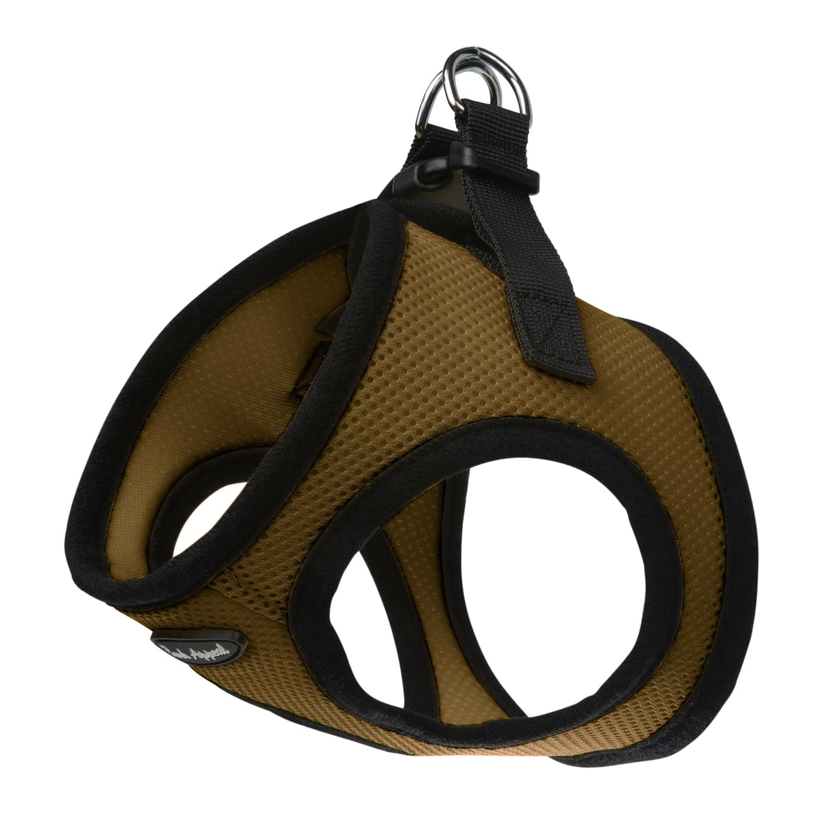 Bark Appeal dog harness shown from the front in Carmel Brown.