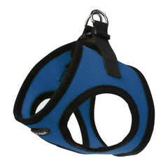 Bark Appeal dog harness shown from the front in blue.