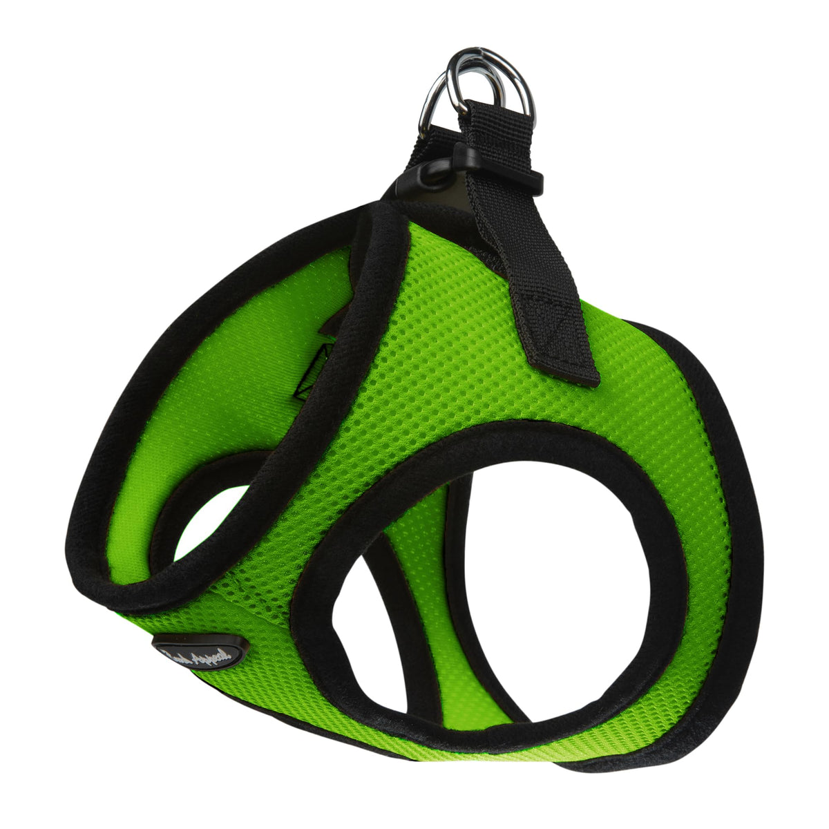 Bark Appeal step-in dog harness shown from the front in lime green.