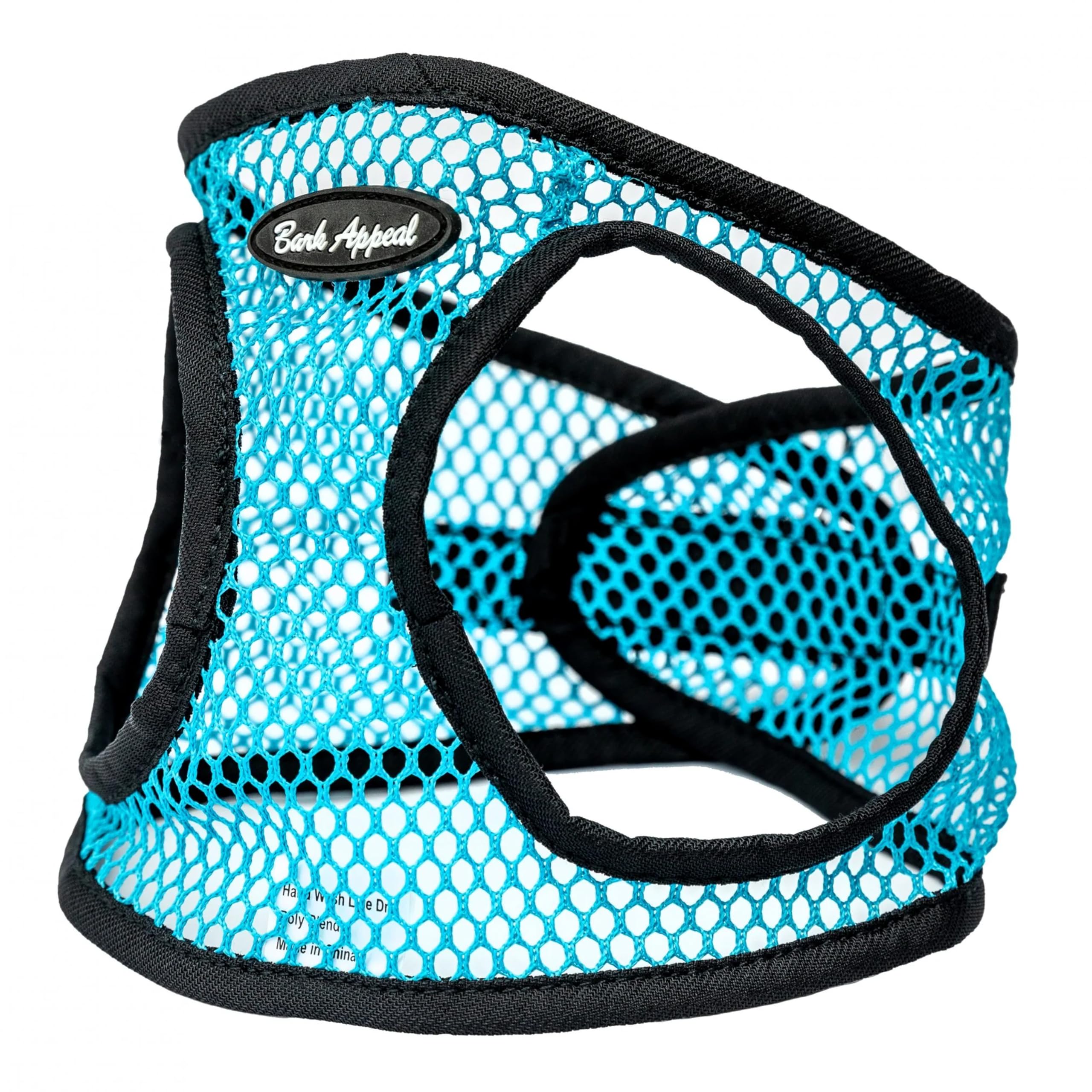 Front view of the teal Bark Appeal dog harness.