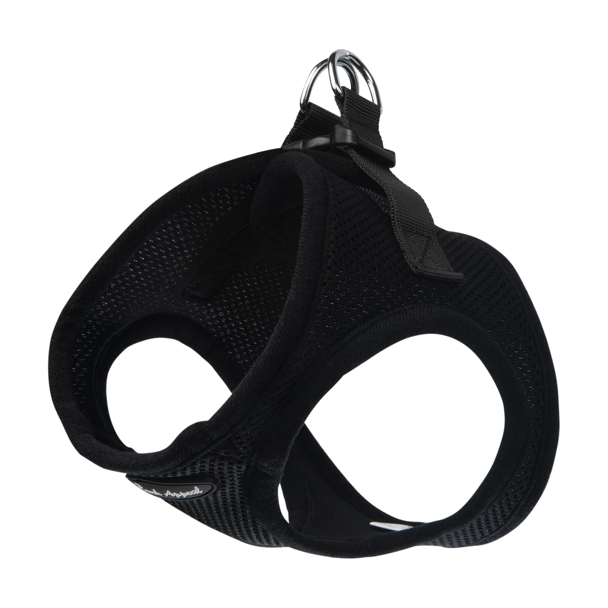 Bark Appeal XS dog harness shown from the front in black.