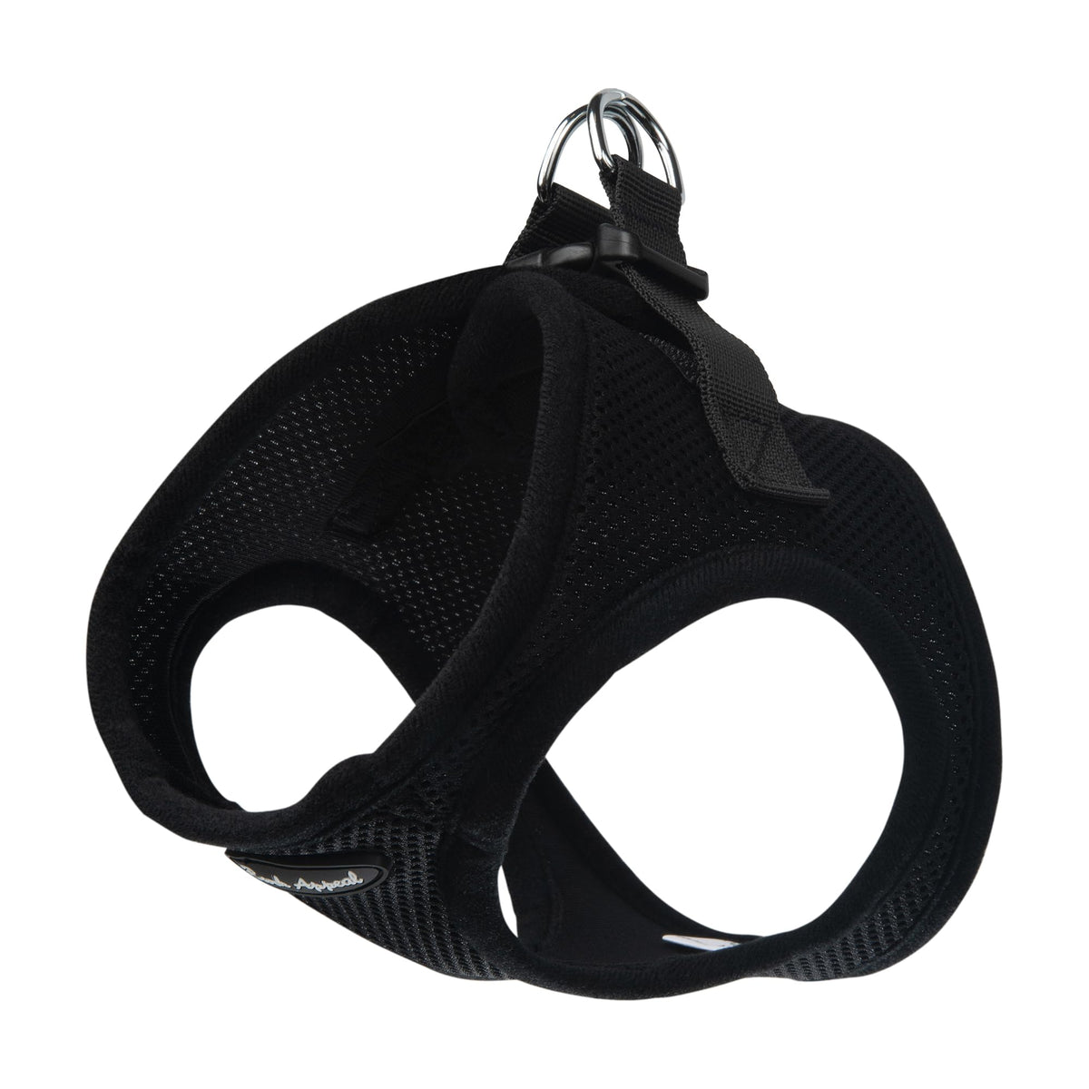 Bark Appeal XS dog harness shown from the front in black.