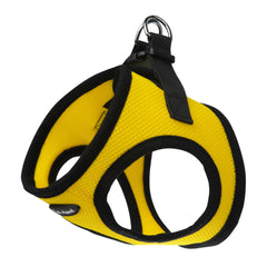 Bark Appeal yellow step-in dog harness shown from the front.