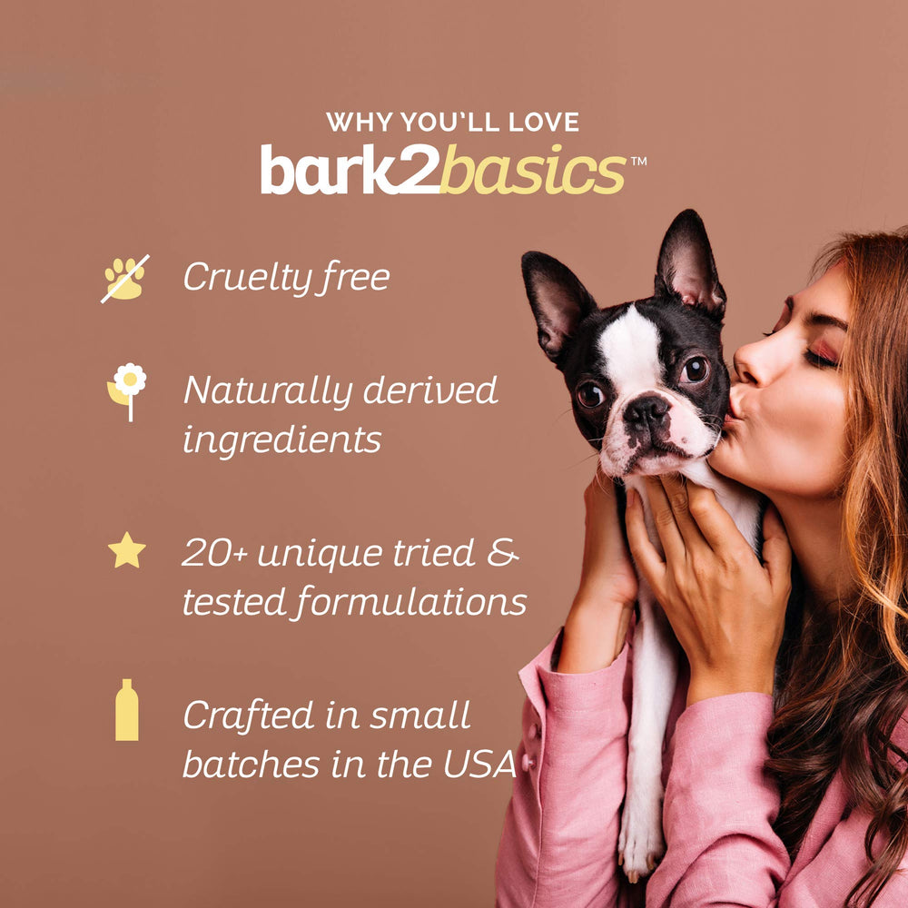 Bark2Basics Brighten White dog shampoo shown for dilution before bathing.