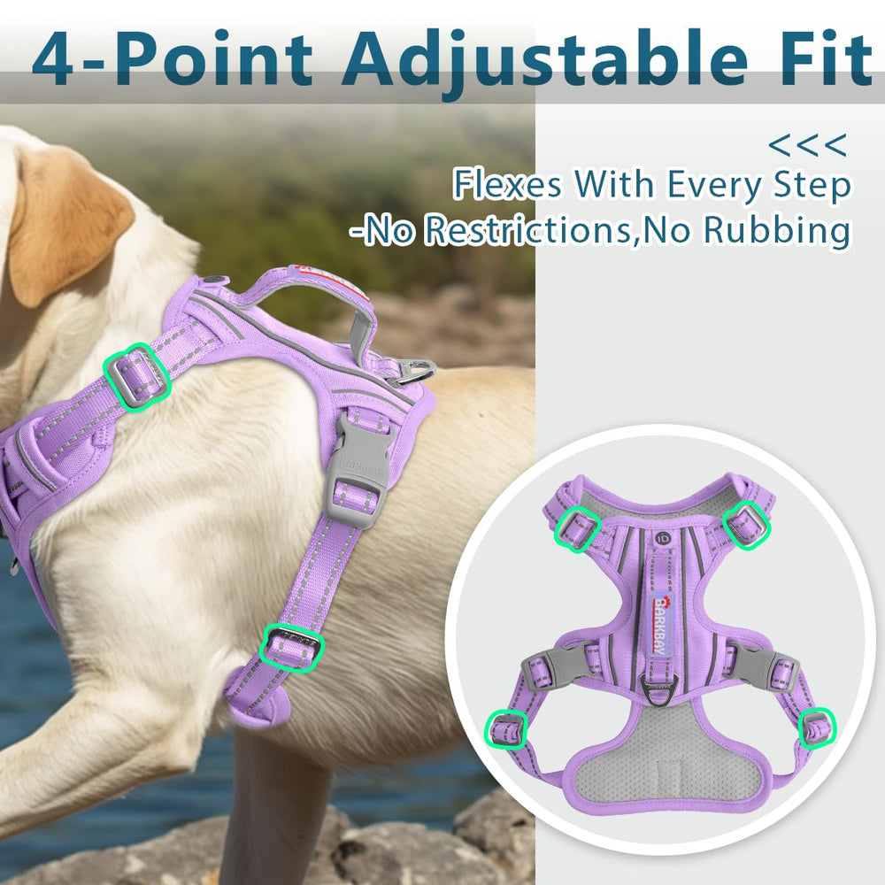 BARKBAY adjustable dog harness shown in a detail view.