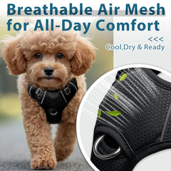 BARKBAY dog harness close-up showing its air mesh fabric and padding.