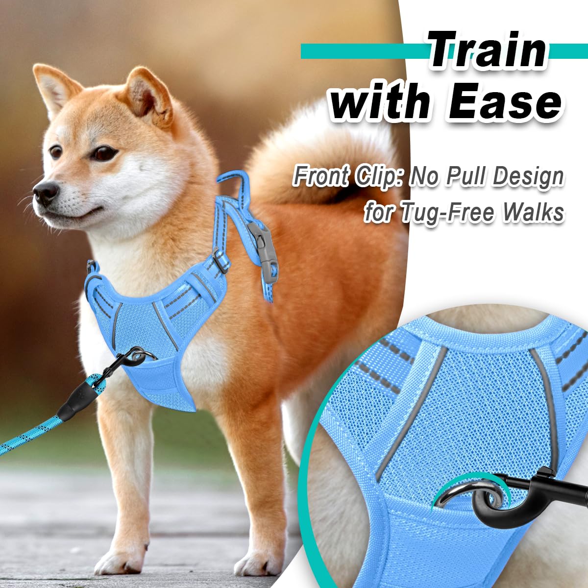 BARKBAY dog harness close-up showing the mesh vest material.