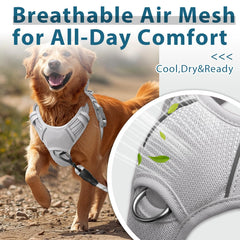 BARKBAY dog harness close-up highlighting its reflective strips.