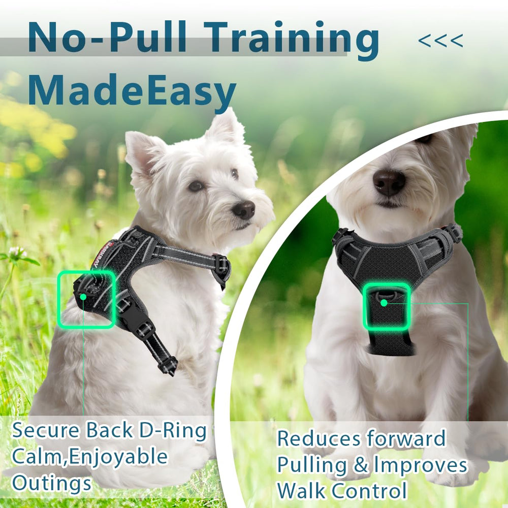 BARKBAY dog harness detail showing its reflective strips.
