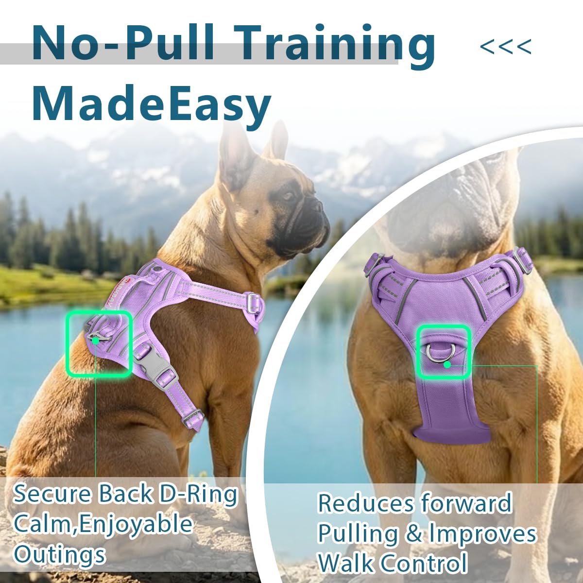 BARKBAY dog harness showing the reflective strips.