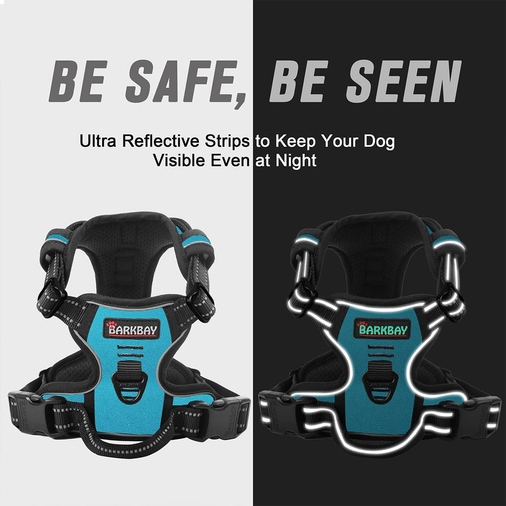 BARKBAY Dog Harness close-up of its reflective strips for low-light visibility.