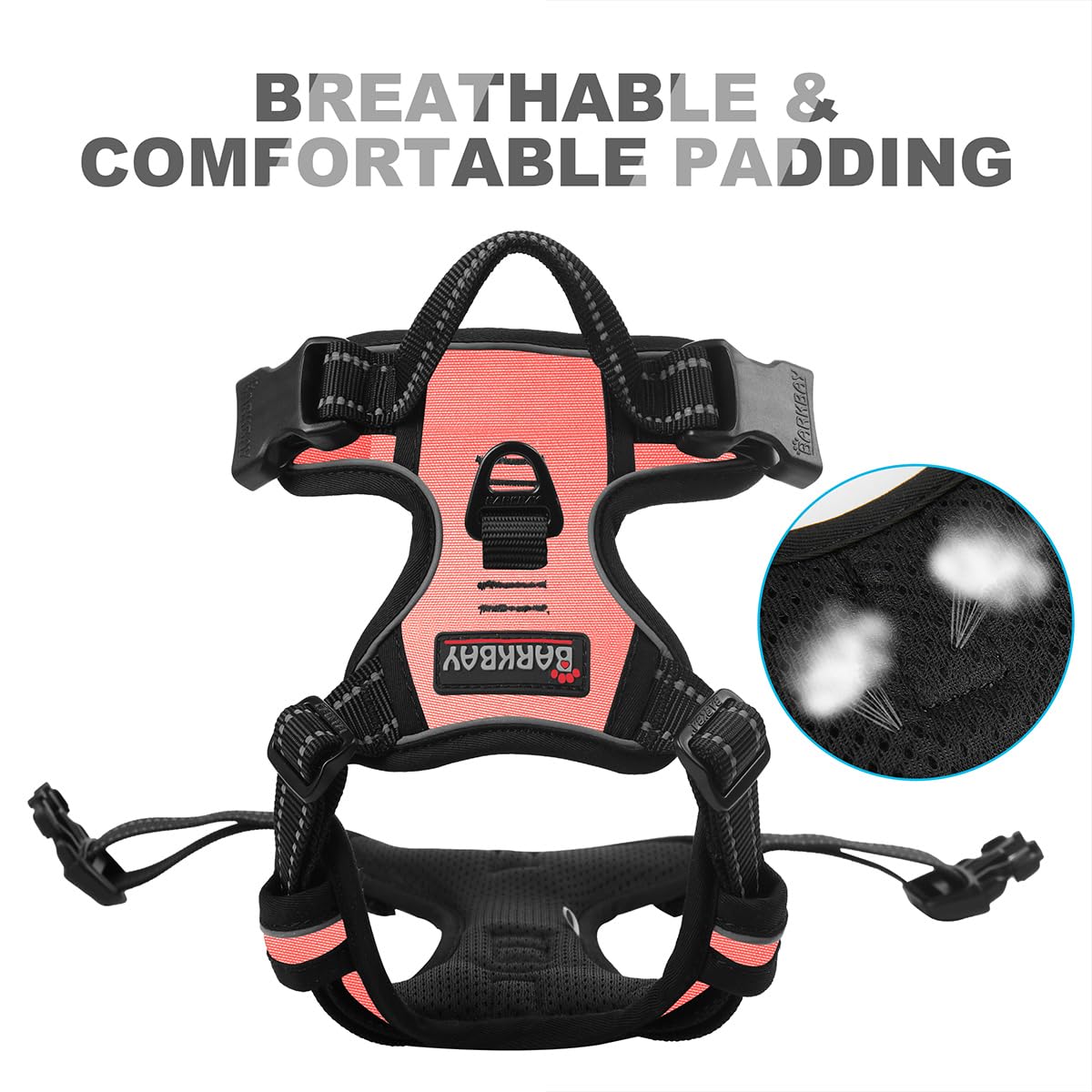 BARKBAY dog harness shown being worn by a medium-sized dog.