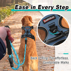 BARKBAY small dog harness adjustable straps shown in detail.