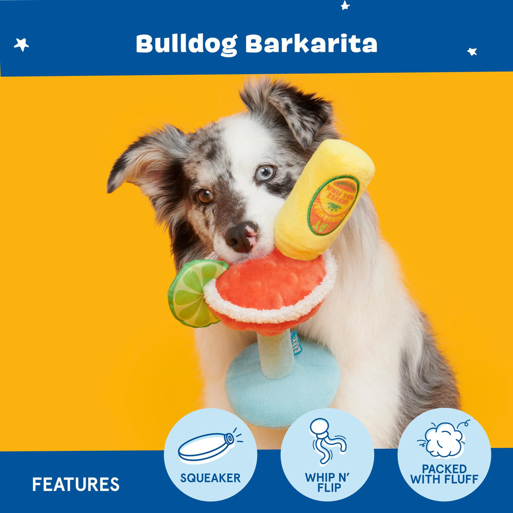 BarkBox Bulldog Barkarita detail highlighting its two squeakers.
