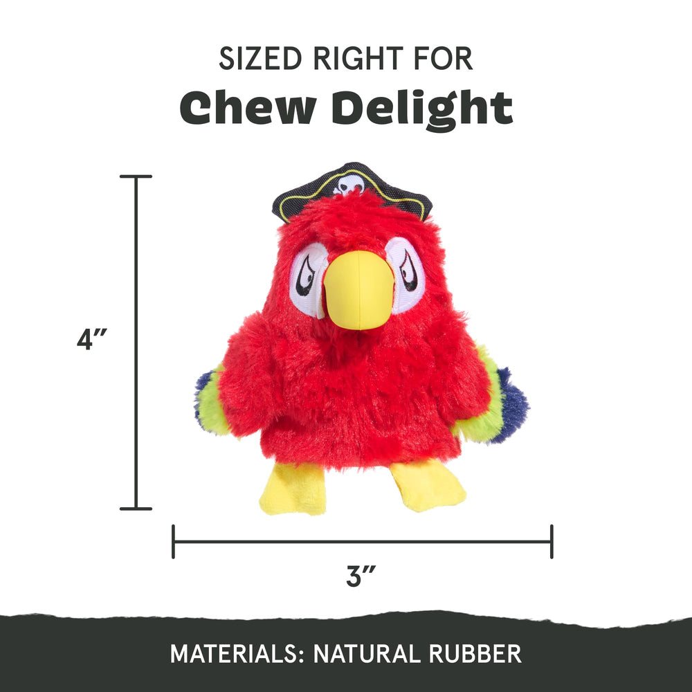 BarkBox Captain Parrot dog toy detail showing its fabric outer layer.