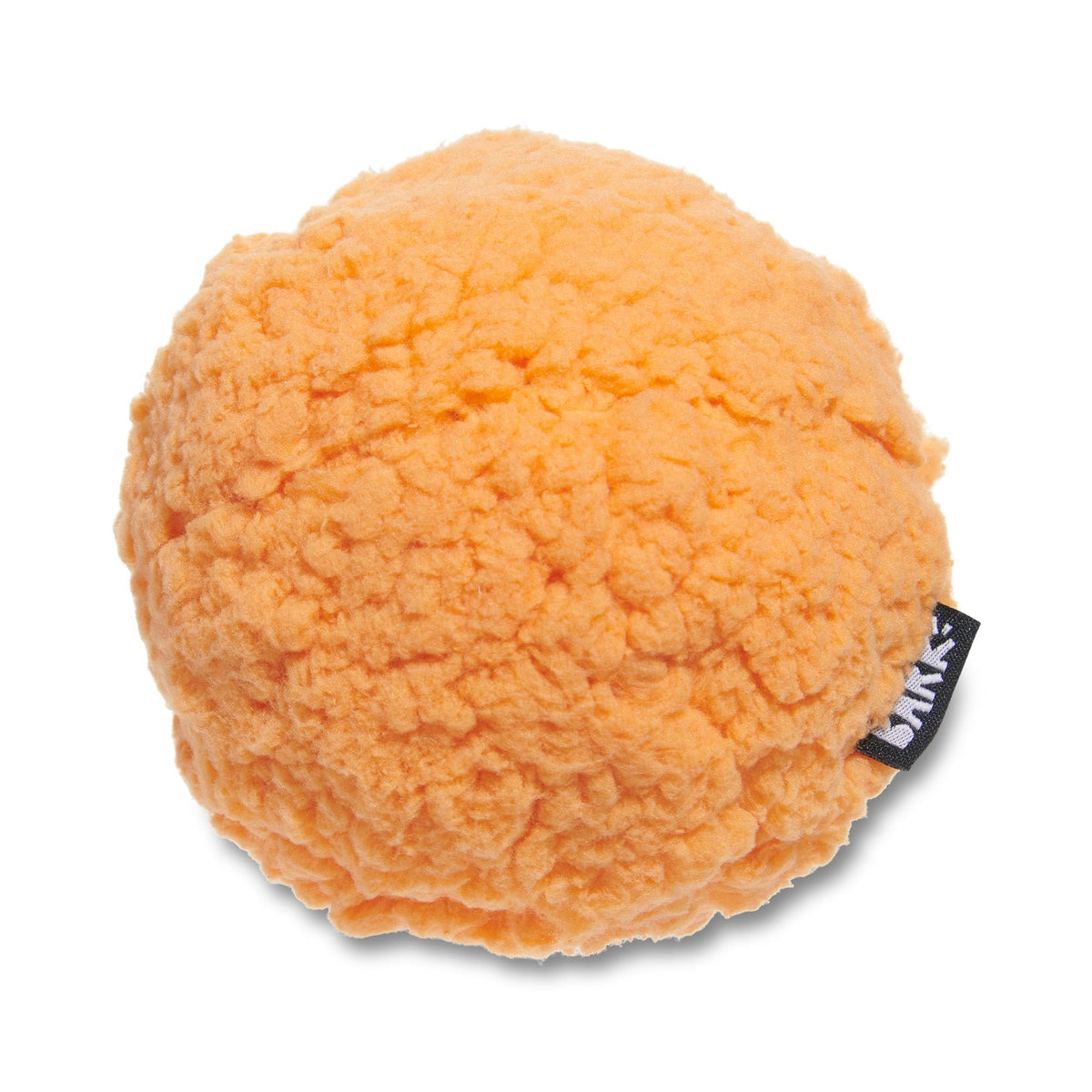 BarkBox Cheeze Brawl plush toy shown from the front with its fuzzy exterior.