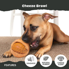 BarkBox Cheeze Brawl plush toy inner ball shown with its textured surface.