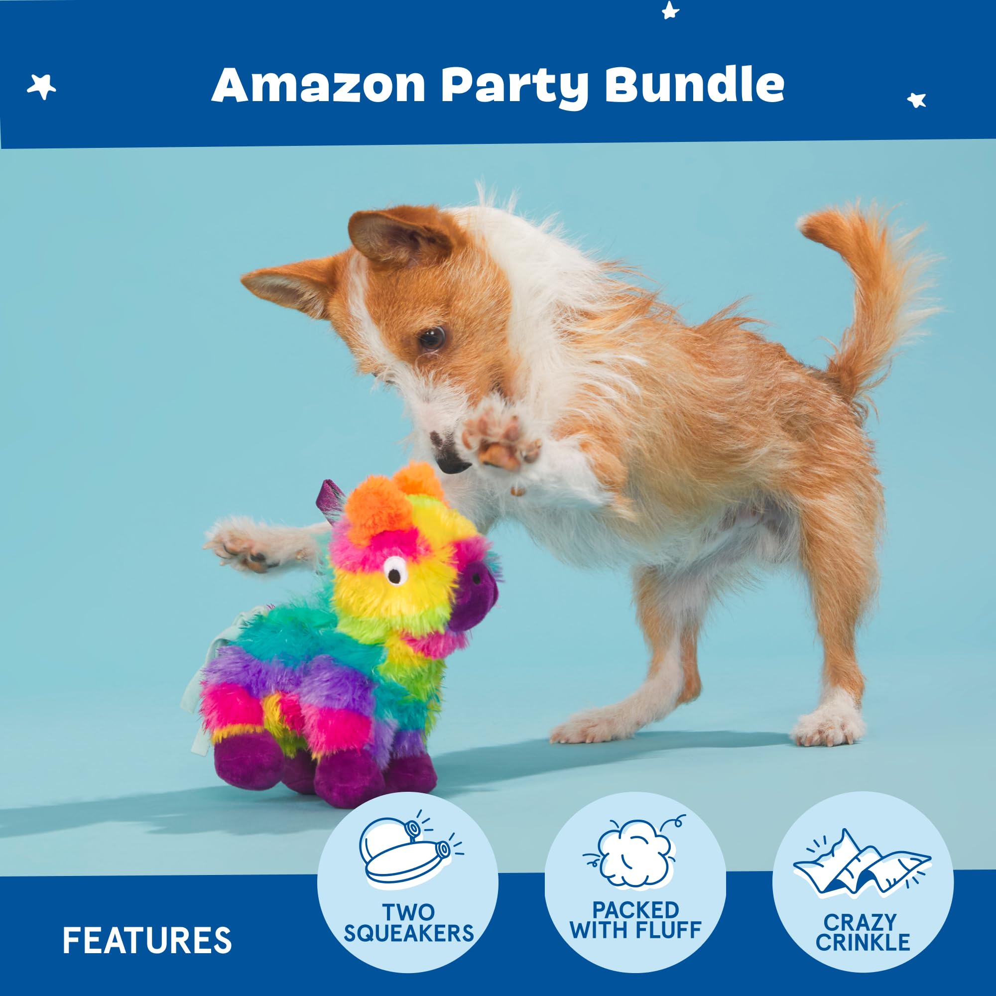 BarkBox Fiesta Party Bundle Piñata close-up showing its long plush hair.