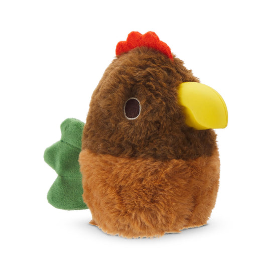 BarkBox Fowl Play plush toy shown from the front as a chicken.