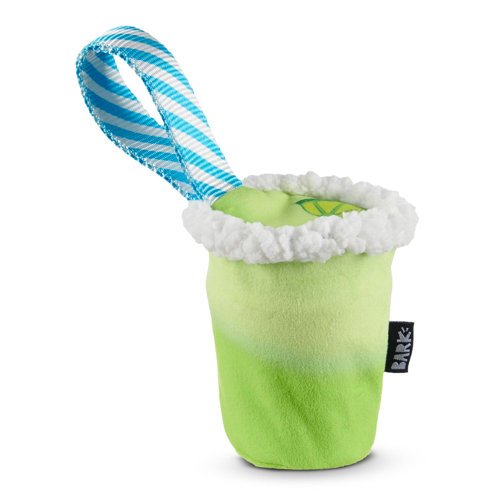 BarkBox Margrrrita dog toy shown from the front with its plush exterior.
