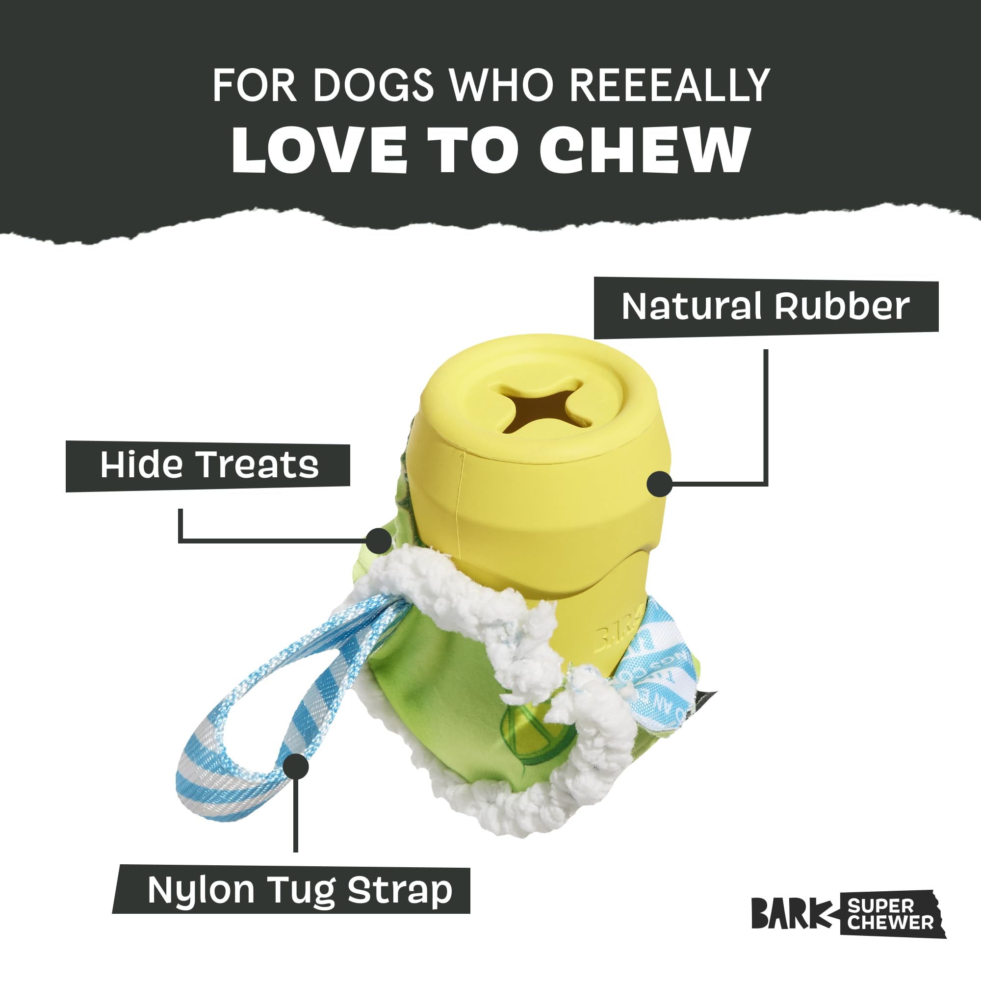 BarkBox Margrrrita dog toy close-up showing the tearable plush exterior.