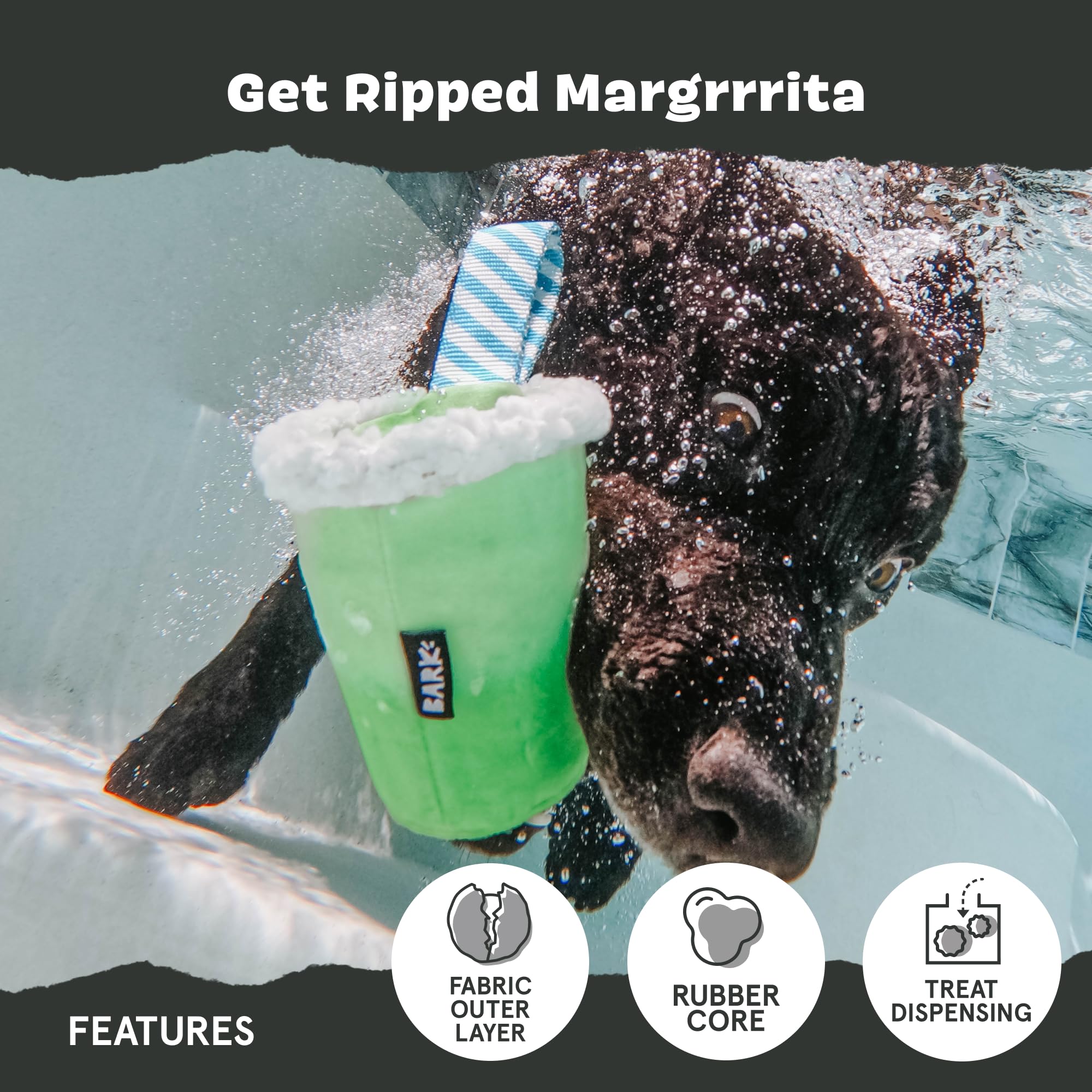 BarkBox Margrrrita dog toy showing its layered two-in-one design.