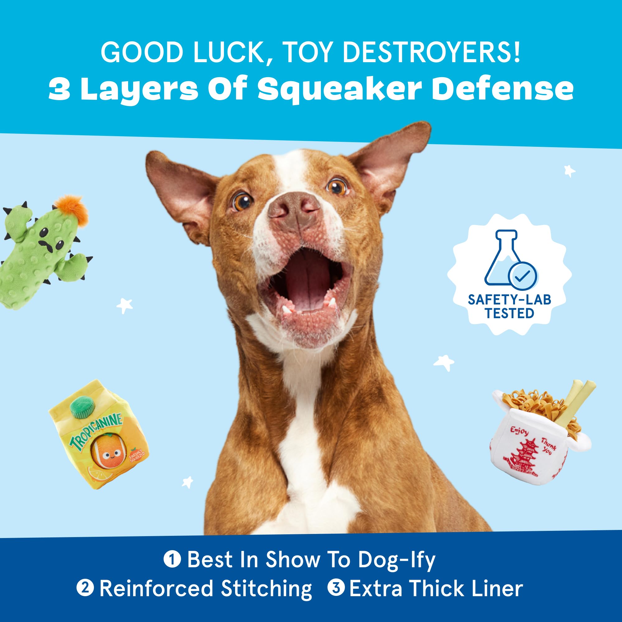 BarkBox Afterschool Snack Pack two-toy set showing both snack-themed designs.