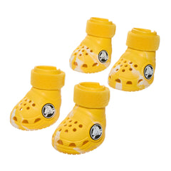 BARKBOX Yellow Crocs Dog Shoes shown from the front.