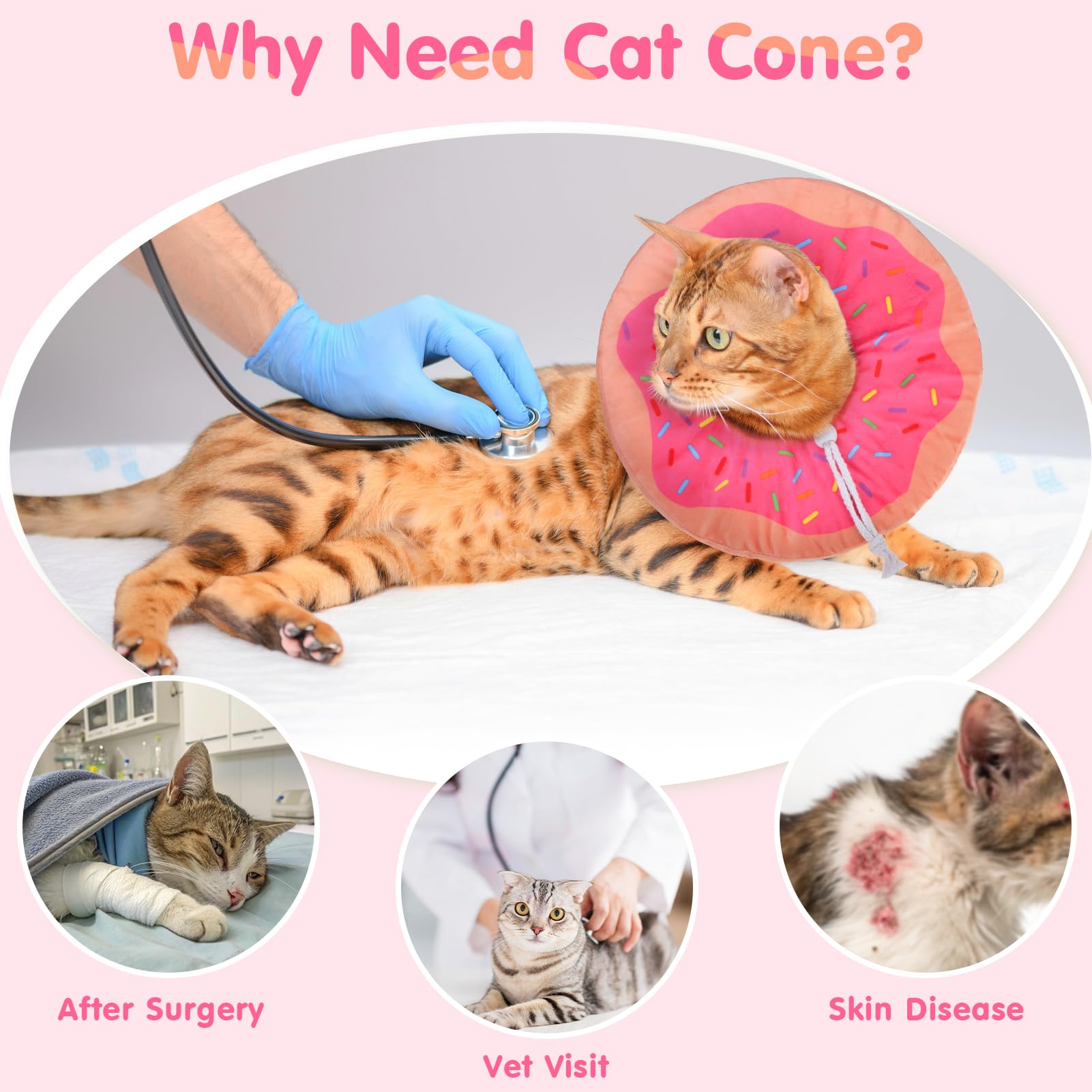 BEAUTYZOO Cat Cone Collar close-up showing its soft fabric and rounded edge.