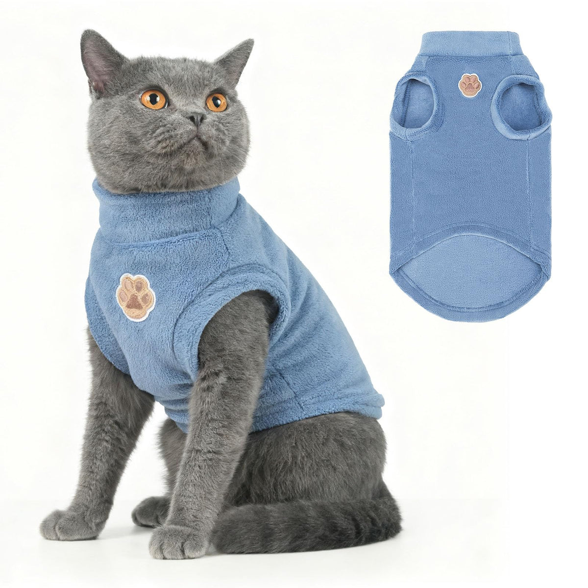 BEAUTYZOO cat sweater shown from the front with its turtleneck and sleeveless pullover shape.