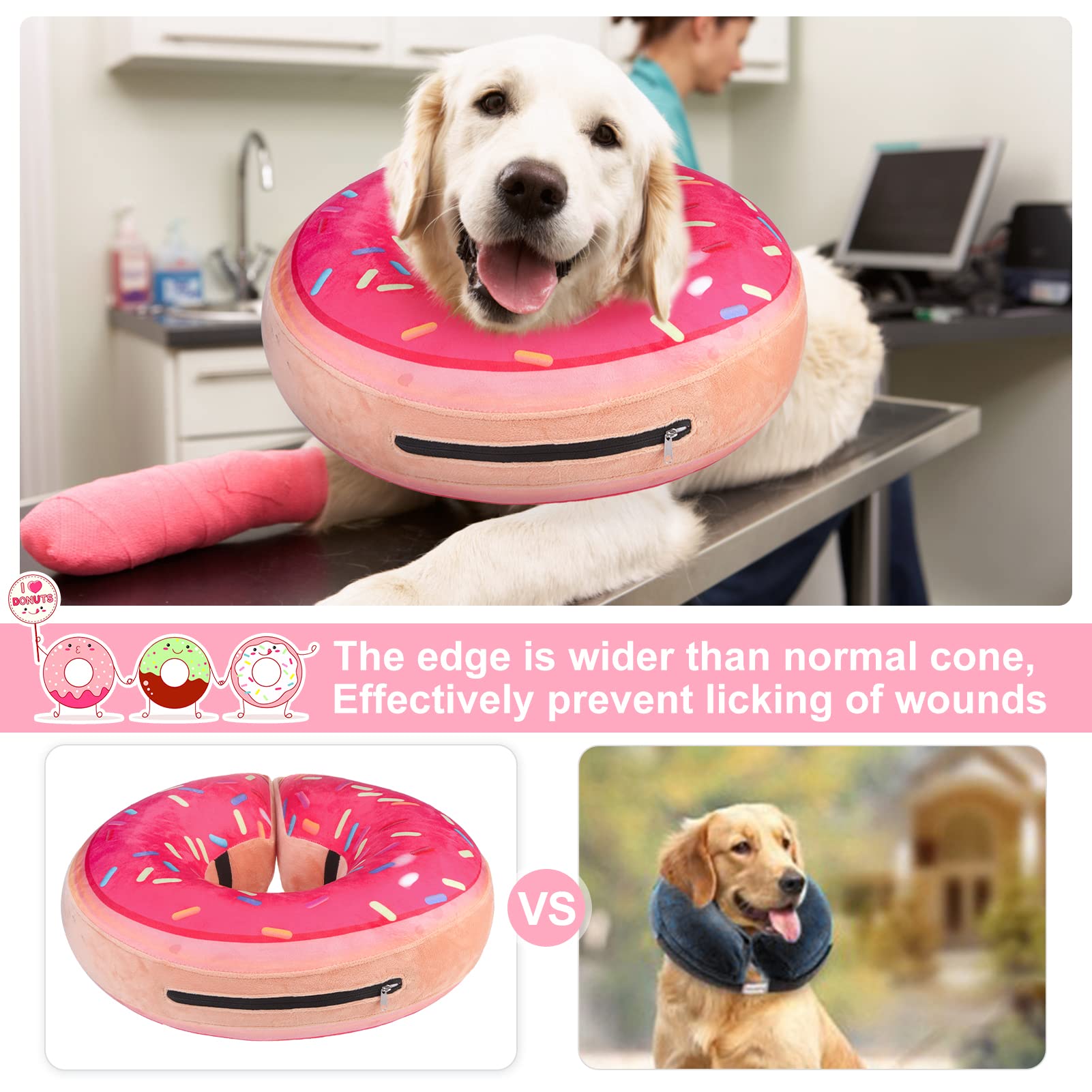 BEAUTYZOO recovery collar adjustable hook-and-loop fastener shown in detail.