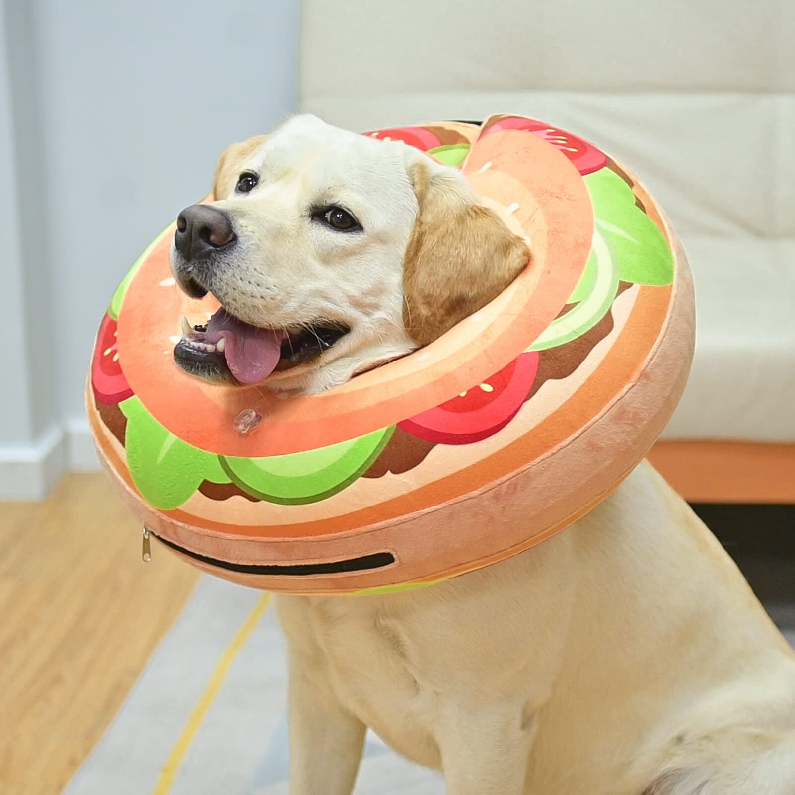 BEAUTYZOO dog donut collar shown deflated for storage.