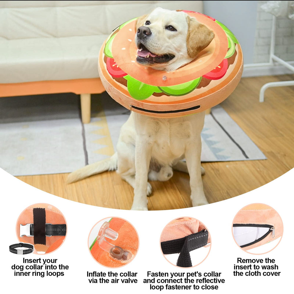 BEAUTYZOO dog donut collar showing the inner strips for threading a pet's collar.