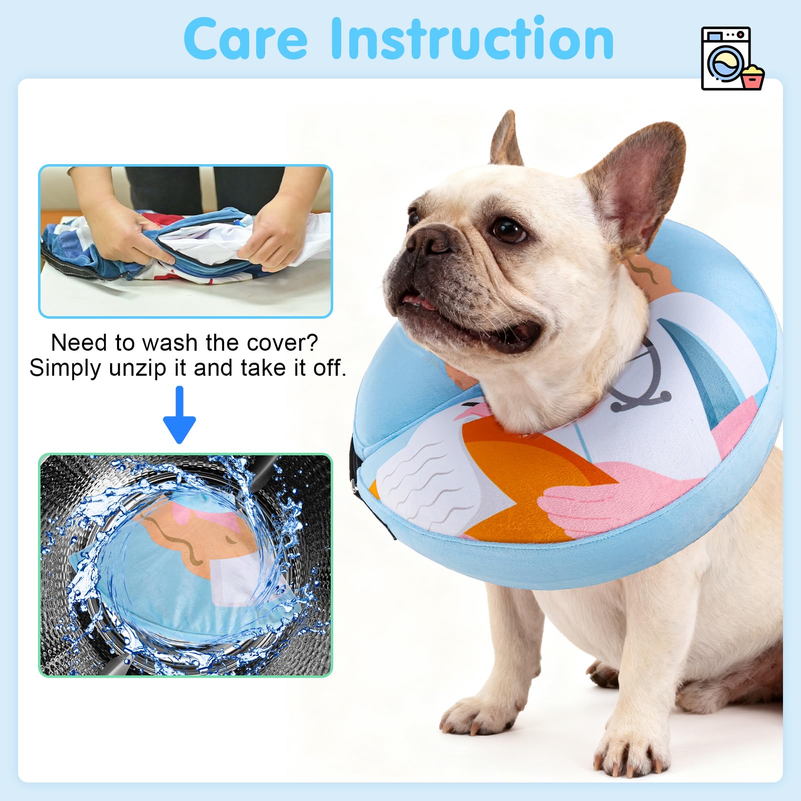 BEAUTYZOO Dog Donut Collar showing the inner strips for threading a pet collar.