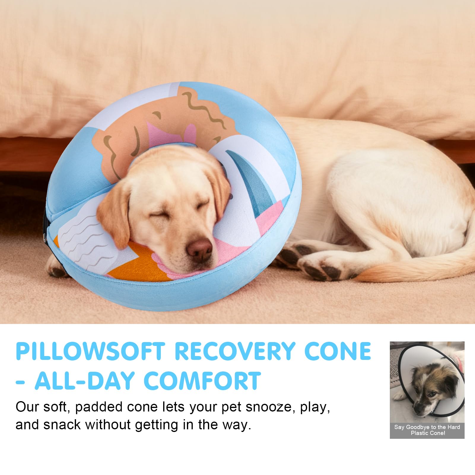 BEAUTYZOO Dog Donut Collar showing its removable coverlet.