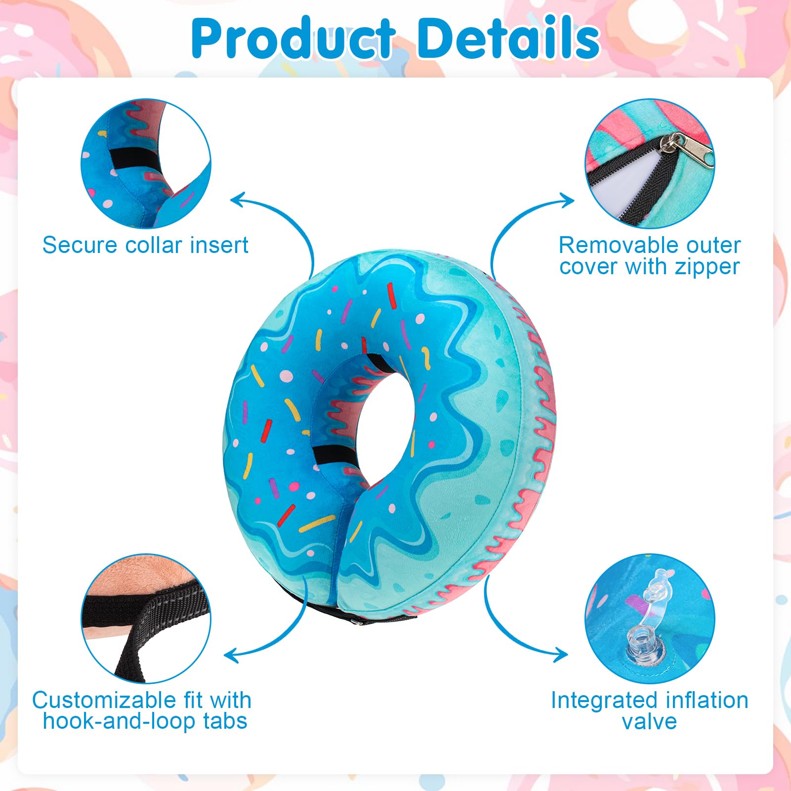 BEAUTYZOO dog donut collar shown in side profile.