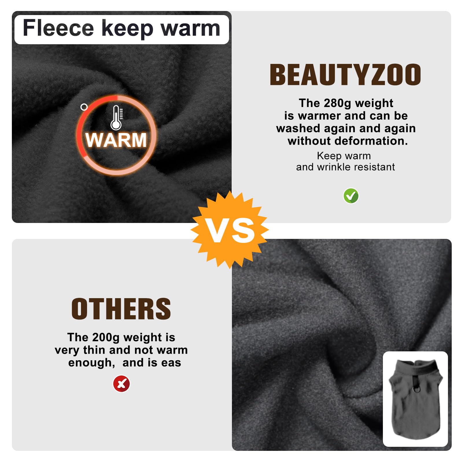 The pullover neckline and opening of the BEAUTYZOO Dog Fleece Vest.