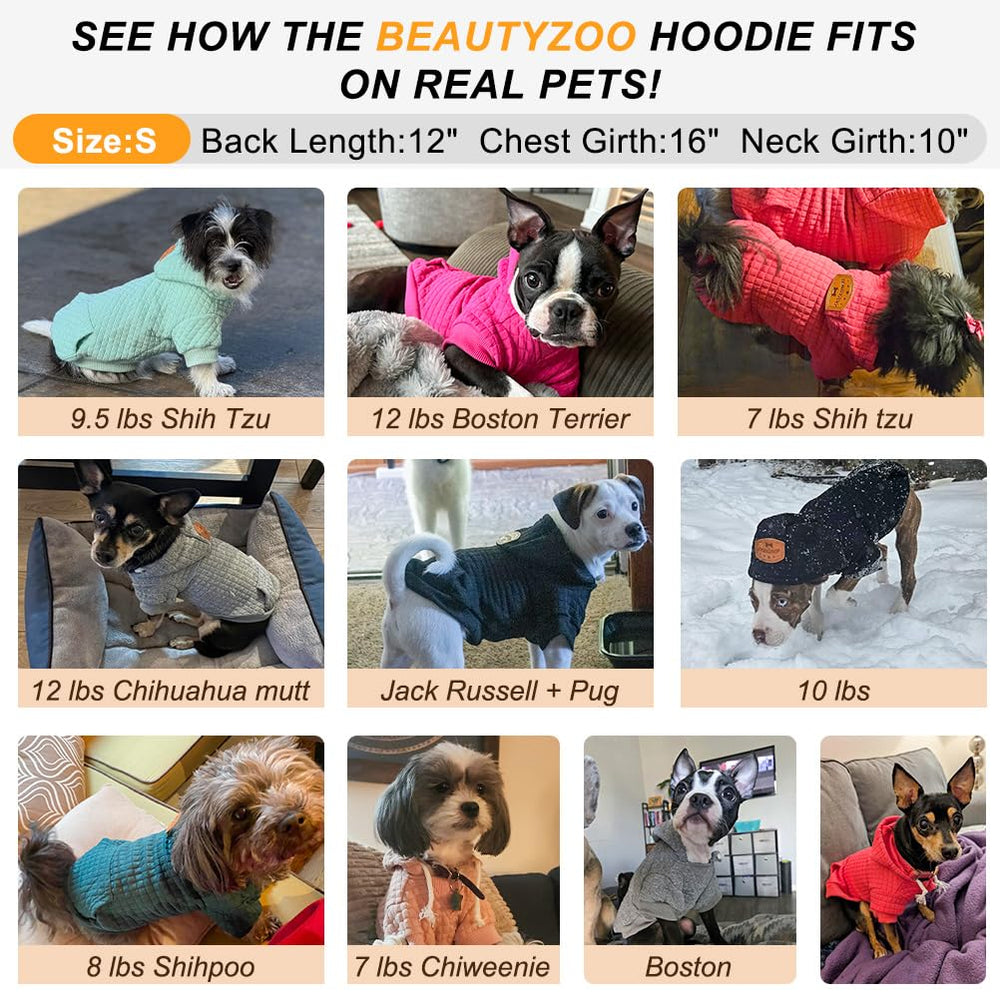BEAUTYZOO dog hoodie shown from below, highlighting the higher-cut belly.