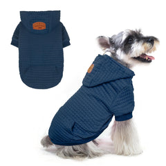 BEAUTYZOO dog hoodie shown from the front in navy blue.