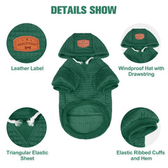 BEAUTYZOO dog hoodie back detail showing the discreet leash attachment opening.